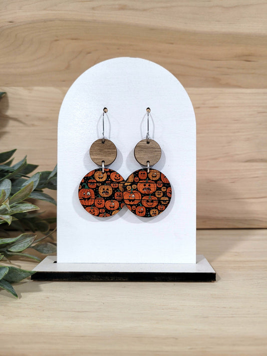 Georgia - Rustic Pumpkin Halloween Earrings