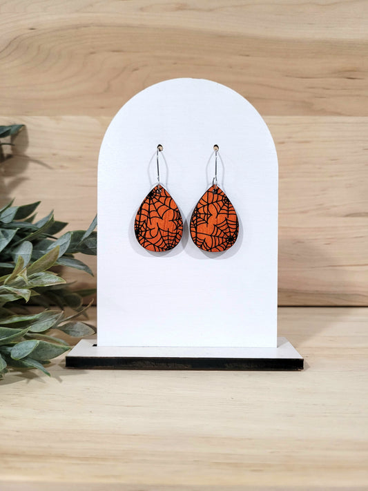 Vivian - Orange Web Halloween Earrings