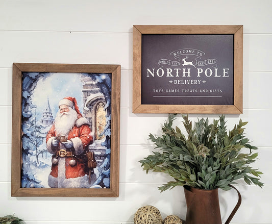 Santa & North Pole Holiday Layering Sign Bundle - Black & White