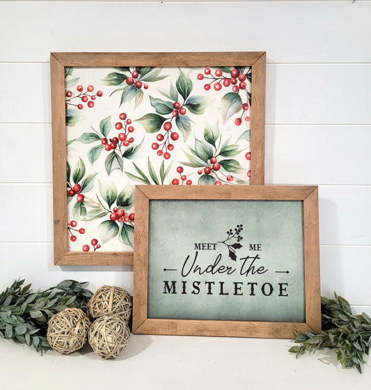 Christmas Floral & Mistletoe Layering Sign Bundle