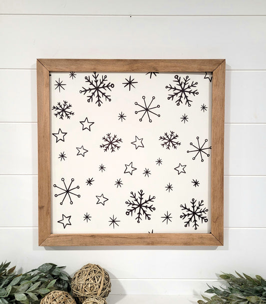 Snowflake Winter Wood Sign