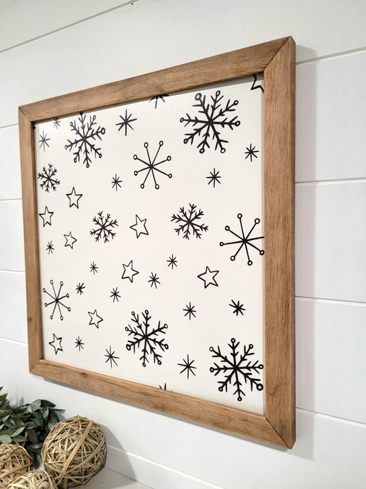Snowflake Winter Wood Sign