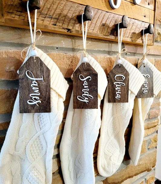 Wood Stocking Tags with 3D Names