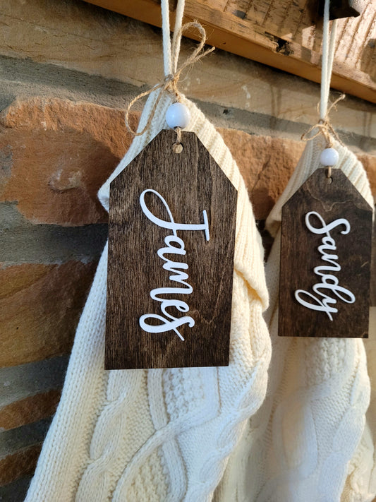 Wood Stocking Tags with 3D Names