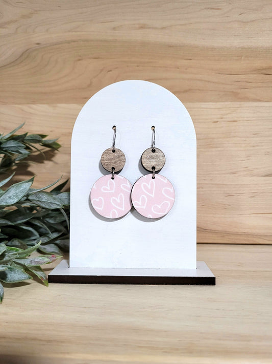 Georgia - Pink & White Heart Valentine Earrings