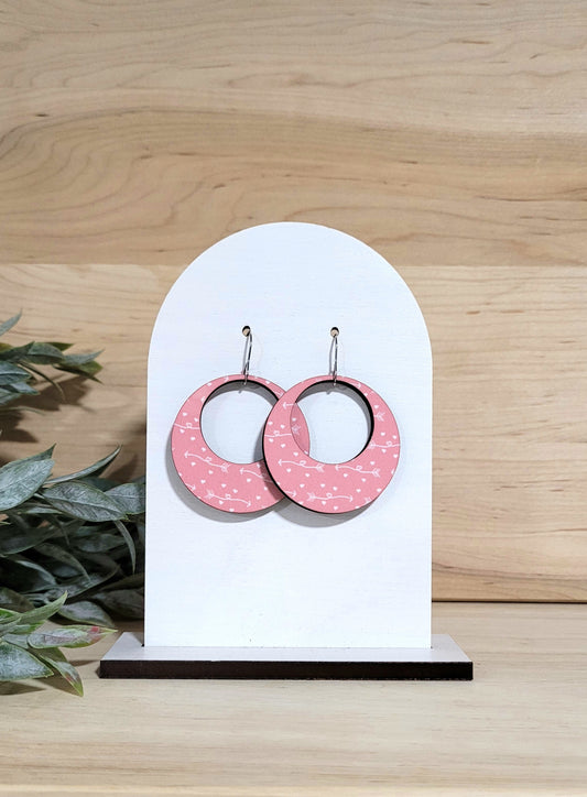 Grace Earrings - Pink & White Heart Valentine Earrings