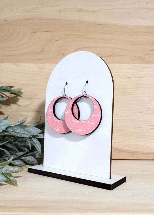 Grace Earrings - Pink & White Heart Valentine Earrings
