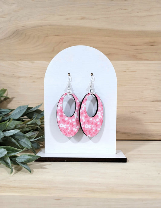 Breast Cancer Awareness Earrings - Pink & White