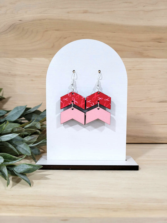 Breast Cancer Awareness Earrings - Pink Arrows