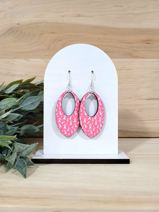 Breast Cancer Awareness Earrings - Pink & White